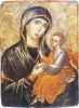 Пресвятая Богородица с младенцем. Конец XVI века. Греция. Дерево, левкас, темпера, канфарение. 41,0х29,7 см. Икона реставрирована.