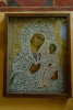 Иверская икона Божией Матери в кружевном окладе в храме Святого Апостола и Евангелиста Иоанна Богослова.